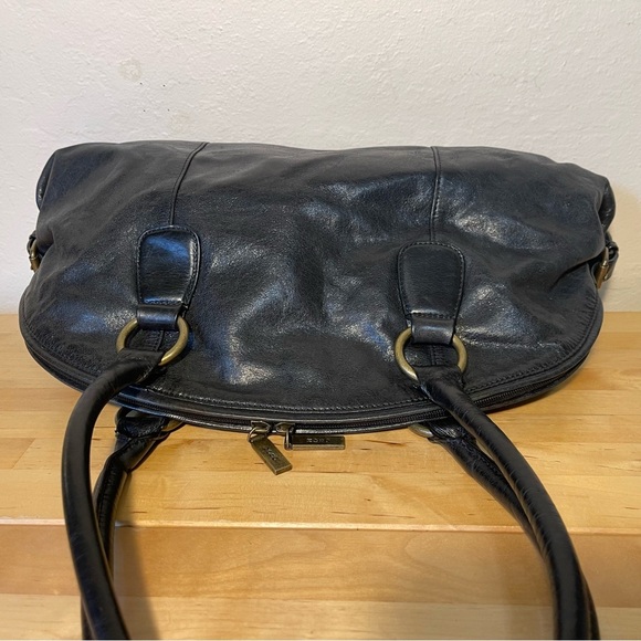 HOBO International vintage black leather top rounded satchel - Picture 7 of 14